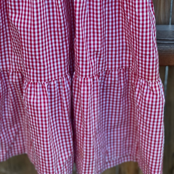 Little English Tiered Midi Red Gingham Dress - Picture 7 of 9